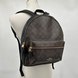 women Coach Charlie Backpack in Signature Canvas Brown Black Purse