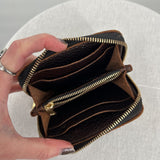 women Portland Leather Goods Small Leather Zip Wallet Coldbrew Purse 3.5"x4.75"x1"