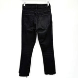 women Mother The Insider Crop Step Fray Black Jeans 26/2