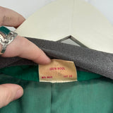 women Mary Hayes 1960's Wool Fur Trimmed Open Front Emerald Green Brown Vintage M