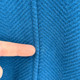 women Saint Saens Wool Blend Herringbone Textured Teal Coat S