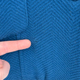 women Saint Saens Wool Blend Herringbone Textured Teal Coat S