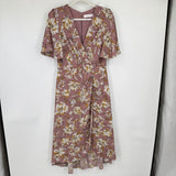 women ASTR Floral Splice Mauve Dress L
