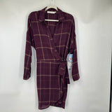 women ASTR NWT Rue Plaid Wine Dress M