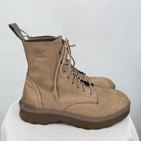 women Sorel Hi Line Lace Boot Taupe Shoes 8.5