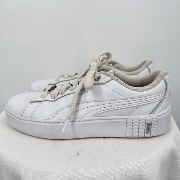women Puma Smash Platform V2 White Shoes 8.5