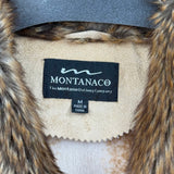 women Montana Co. Vegan Leather Faux Fur Vest Tan Brown Jacket M