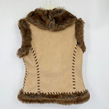 women Montana Co. Vegan Leather Faux Fur Vest Tan Brown Jacket M