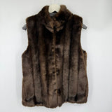 women Faux Fur Vest Brown Jacket L