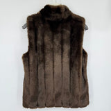 women Faux Fur Vest Brown Jacket L