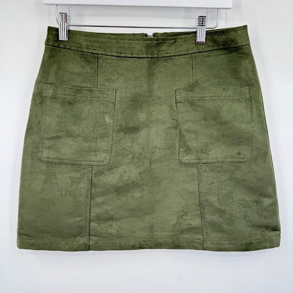 women Old Navy Faux Suede Mini Olive Green Skirt 8