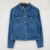 women Studio Park NWT Beach Please Denim Blue Yellow Orange Jacket M