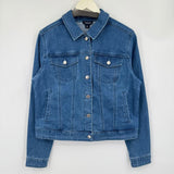 women Studio Park NWT Beach Please Denim Blue Yellow Orange Jacket M
