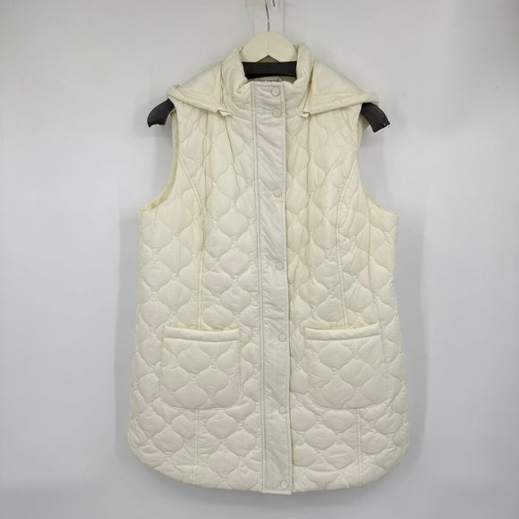 women Susan Graver Quilted Hooded Vest Cream Jacket S