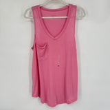women Z Supply NWT Pocket Racer Tank Flamingo Pink Knit Top L
