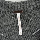 women Free People Brookside Oversized V-Neck Gray Sweater M
