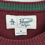 men Penguin Cotton Crew Maroon Sweater M