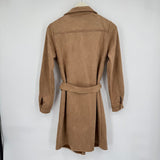 women Tahari Vegan Suede Trench Camel Brown Jacket S