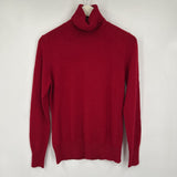 women Tweeds Cashmere Turtleneck Red Sweater L