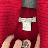 women Tweeds Cashmere Turtleneck Red Sweater L