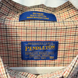 men Pendleton Cotton Grid Check White Black Brown Red Woven Top XL