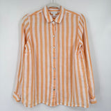 women J. Jill Linen Striped Button Front Orange White Woven Top XS