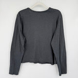 women Gap Long Sleeve Crop Tee Charcoal Gray Knit Top L