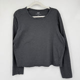 women Gap Long Sleeve Crop Tee Charcoal Gray Knit Top L