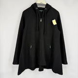women For Cythia Wool Blend Zip-Up Hooded Black Jacket M
