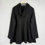 women For Cythia Wool Blend Zip-Up Hooded Black Jacket M