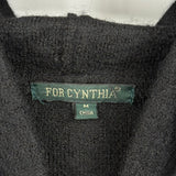 women For Cythia Wool Blend Zip-Up Hooded Black Jacket M