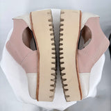 women All Black Soft Cutout Cowman Slip-On Platforms Blush and Cream Shoes 7