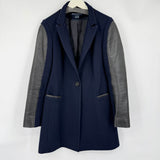 women French Connection Wool & Leather Navy & Black Coat 4