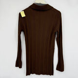 women Daily Practice - Anthro Ribbed Collared Cardigan Brown Sweater L