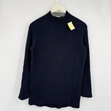 women J. Crew Wool Roll Neck Tunic Navy Blue Sweater S
