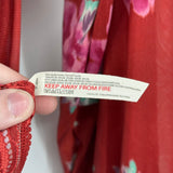 women Free People Undercover Floral Printed Bodysuit Scarlett Pink Green Knit Top S