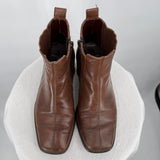women Trotters Square Toe Leather Booties Brown Shoes 7.5