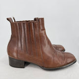 women Trotters Square Toe Leather Booties Brown Shoes 7.5