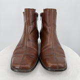 women Trotters Square Toe Leather Booties Brown Shoes 7.5