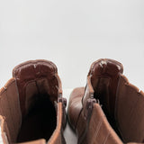 women Trotters Square Toe Leather Booties Brown Shoes 7.5