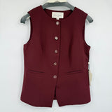 women Haven + Blair NWT Button Up Vest Burgundy Jacket S