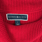 women Karen Scott Cotton Zip Cowl Neck Red Sweater L