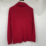 women Karen Scott Cotton Zip Cowl Neck Red Sweater L