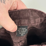 men Two Star Dog Hemp Jeans Chocolate Brown Vintage 34