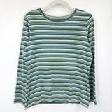 women Eddie Bauer Cotton Striped Long Sleeve Tee Blue Green Knit Top L
