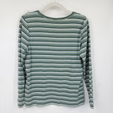 women Eddie Bauer Cotton Striped Long Sleeve Tee Blue Green Knit Top L