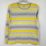 women Croft & Barrow Striped Classic Tee Yellow White Gray Knit Top L
