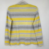 women Croft & Barrow Striped Classic Tee Yellow White Gray Knit Top L