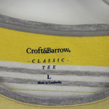 women Croft & Barrow Striped Classic Tee Yellow White Gray Knit Top L