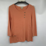 women Appleseed's Cotton Button Detail Salmon Sweater M